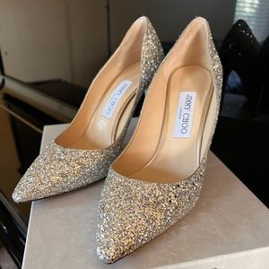 Jimmy Choo Romy 85 Glitter Fabric Pumps